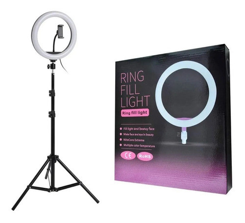 Aro de luz LED 26 cm trípode 2m scelular